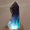 Regenbogen-Fluorit Steinspitze, Fluorit Kristall Obelisk, besondere Fluorit Standspitze, N484