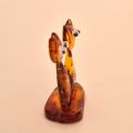 Bernstein Katzen Edelsteintier Amber, Handarbeit aus Litauen kleines süßes Katzenpaar, Naturbernstein, Ostsee-Amber Gold der Ostsee , N1-25