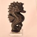 Seepferdchen Edelstein Tier, Silber Obsidian Figur Seepferd, stehend ca. 7 cm