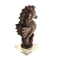 Seepferdchen Edelstein Tier, Silber Obsidian Figur Seepferd, stehend ca. 7 cm