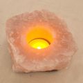 Rosenquarz Stein Teelichthalter, Edelstein Teelicht rosa Quarz, Kerzen-Halter, hübsches Stimmungslicht, N962