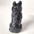 Wolf Edelsteintier, Handarbeit aus Larvikit Stein, Dekoration, Sammler, sitzende Wolfsfigur, N8