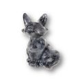 Fuchs Edelsteintier, Handarbeit aus Larvikit Stein, Dekoration, Sammler, sitzende kleine Fuchs-Figur, N5
