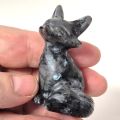 Fuchs Edelsteintier, Handarbeit aus Larvikit Stein, Dekoration, Sammler, sitzende kleine Fuchs-Figur, N5