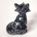 Fuchs Edelsteintier, Handarbeit aus Larvikit Stein, Dekoration, Sammler, sitzende kleine Fuchs-Figur, N5