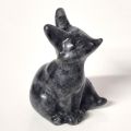 Fuchs Edelsteintier, Handarbeit aus Larvikit Stein, Dekoration, Sammler, sitzende kleine Fuchs-Figur, N5