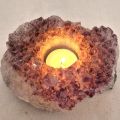 Echter Amethyst Naturstein mit wunderschöner, violetter Kristallstruktur, Kerzenhalter N108