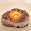 Echter Amethyst Naturstein mit wunderschöner, violetter Kristallstruktur, Kerzenhalter N108