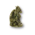 Drache aus Serpentin, Drachen-Figur handgefertigt, Edelsteintier, ca. 7 cm, Fantasy Figur, spirituelles Geschenk