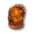 Citrin Stein Leuchte - mehr als nur Licht – ein Stück Natur Edelstein-Lampe mit Holzsockel, E14 Fassung, N225