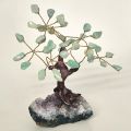 Edelsteinbaum klein, Amazonit-Steinbaum auf Amethyst Base, Edelstein-Bäumchen ca. 12-13 cm