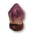 Ametrin Edelstein Lampe, Natur Ametrin Spitze aus Brasilien, Unikat, mit Holzsockel & Beleuchtung, N113