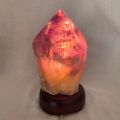 Ametrin-Spitze beleuchtet, Edelstein Lampe, Natur Spitze aus Brasilien, Einzelstück mit Holzsockel, N138