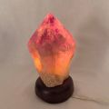 Ametrin-Spitze beleuchtet, Edelstein Lampe, Natur Spitze aus Brasilien, Einzelstück mit Holzsockel, N138