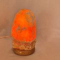 Orangencalcit Edelsteinlampe Naturstein, Calcit orange Edelstein-Leuchte mit Holzsockel, Stimmungslicht, N232