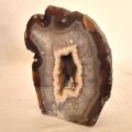 Achatgeode Front poliert mit Kristall-Höhle, Edelstein Standobjekt, Naturstein, Dekostein, N120