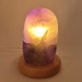 Fluorit Edelstein Lampe, rundum edel polierte Fluoritlampe, Echte Naturstein Leuchte aus violettem Fluorit, N866