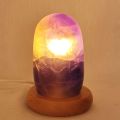 Fluorit Edelstein Lampe, rundum edel polierte Fluoritlampe, Echte Naturstein Leuchte aus violettem Fluorit, N866