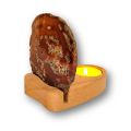 Achatscheibe mit Teelicht- Kerzenhalter aus Holz, Natur Stein kaufen, Achat Scheibe mit besonderer Maserung, N26-1-116