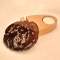 Achatscheibe mit Teelicht- Kerzenhalter aus Holz, Natur Stein kaufen, Achat Scheibe mit besonderer Maserung, N26-1-116