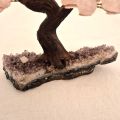 Rosenquarz Edelsteinbaum mit Amethyst-Base (ca. 12 cm), Dekoration, Glücksbringer, Wunschbaum