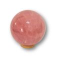 Edelsteinkugel groß, Rose Quartz Sphere mit Holzring-Ständer – Rosenquarz-Kugel, N131