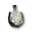 Regenbogen Mondstein Kettenanhänger – Naturbelassene Scheibe mit blauem Schimmer, N370