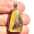 Rutilquarz Edelstein Anhänger mit 925 Silber Öse – Goldene Rutilnadeln – Naturstein Schmuck, N850