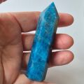 Blauer Apatit Edelstein Turm / Kristall Obelisk/Standspitze – Meditation, Chakra Stein, Energie Kristall, Deko Naturstein selten, N72