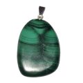 Malachit Anhänger, Edelstein Anhänger grün gemasert, Unregelmäßige ovale Form, Kettenanhänger mit Silber Öse, Geschenk für Damen & Herren, N1449