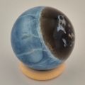 Blauer Opal, Edelstein-Kugel, Blaue Opalkugel mit Aufstellring, N71