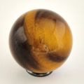 Tigerauge gold-braun Steinkugel, Deko-Kugel, Edelstein-Kugel-Ball, mit Hämatit Aufstellring, N125