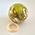 Opal-grün Deko- Kugel, Edelsteinkugel aus Madagaskar mit Aufstellring Holz, Ball-Steinkugel N161