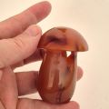 Carneol-Achat – Edelstein Pilz handgeschnitzt, braun-orange, Herbst Deko, Glückspilz, Geschenk, N127