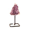 Echtes Amethyst Drusenstück auf schwarzem Metallständer – Dekoration & Geschenk, (N-135-150)