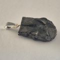Edelschungit Kettenanhänger 925 Silber – Schungit Rohstein Anhänger für Damen & Herren, (N-267)
