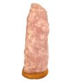 XXL Rosenquarz Lampe, Große Edelsteinlampe aus Naturstein mit Holzsockel und LED, ca. 9-10 kg