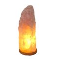 XXL Rosenquarz Lampe, Große Edelsteinlampe aus Naturstein mit Holzsockel und LED, ca. 9-10 kg