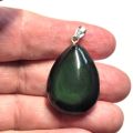 Regenbogen Obsidian Anhänger, Tropfen Edelsteinanhänger 925 Silber, polierter Steinanhänger, Edelsteinschmuck