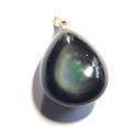 Regenbogen Obsidian Anhänger, Tropfen Edelsteinanhänger 925 Silber, polierter Steinanhänger, Edelsteinschmuck