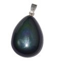 Regenbogen Obsidian Anhänger, Tropfen Edelsteinanhänger 925 Silber, polierter Steinanhänger, Edelsteinschmuck