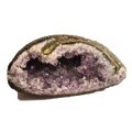 Amethyst kleine Geode mit hell-violetten Kristallspitzen, Edelstein-Rohstein echt aus Brasilien, N321