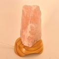 Kleine Rosenquarz Lampe, kleine hell Rosa Kristall Lampe, komplett mit Holzsockel, N620