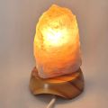Kleine Rosenquarz Lampe, kleine hell Rosa Kristall Lampe, komplett mit Holzsockel, N620
