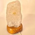 Bergkristall Lampe, kleine Edelsteinlampe mit Holz Sockel, Kristall-Leuchte, N982