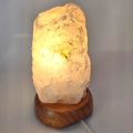 Bergkristall Lampe, kleine Edelsteinlampe mit Holz Sockel, Kristall-Leuchte, N982