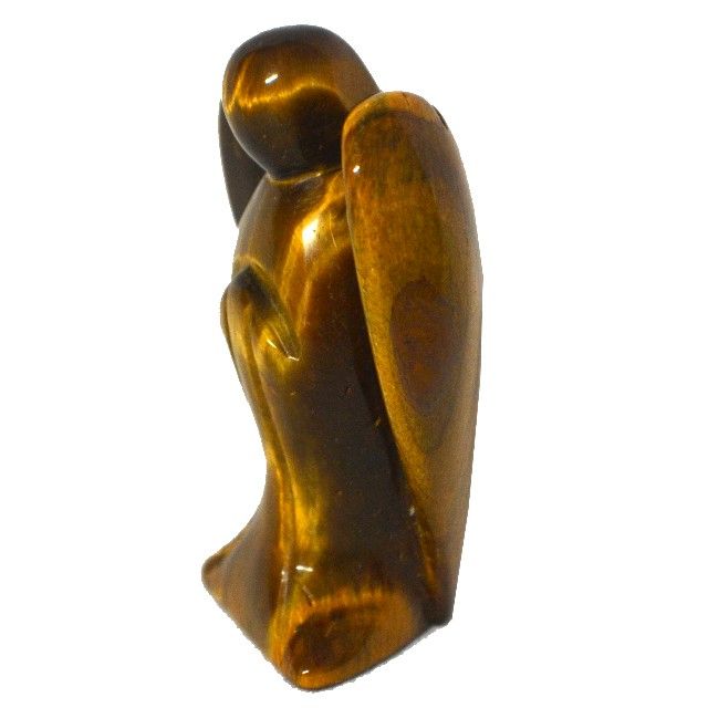Natürlicher Kristall Tigerauge Edelstein geschnitzt Tasche Schutzengel Figuren 2 Zoll