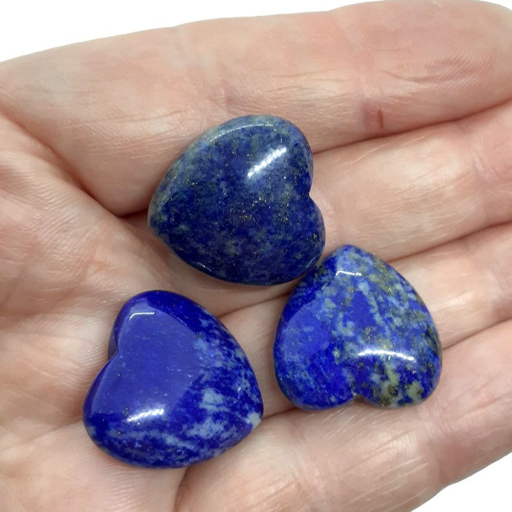 Herz-Set Lapislazuli | 3 Edelstein Herz Handschmeichler | der Lapis-Stein  als Glücksbringer oder Geschenk, zur Dekoration