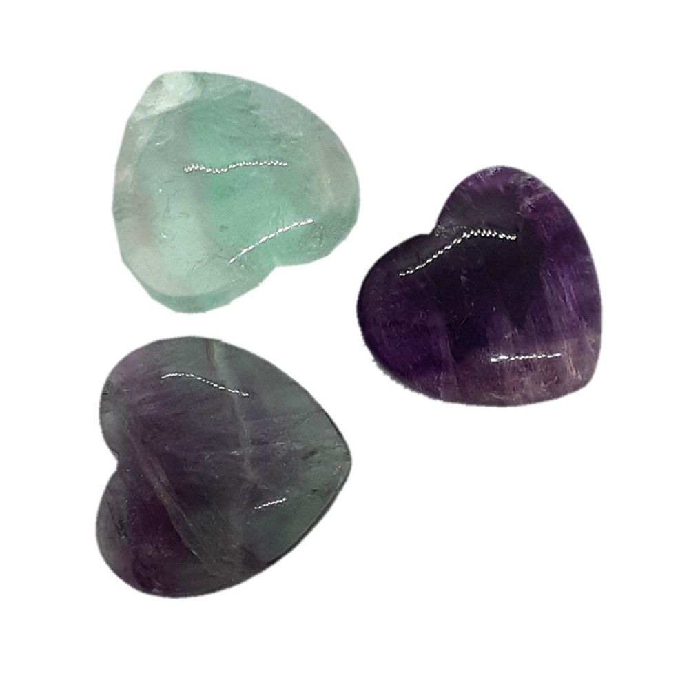 drei | | Handschmeichler Geschenk, oder Herz 3 Fluorit zur als Glücksbringer Fluorite Edelstein Herz-Set