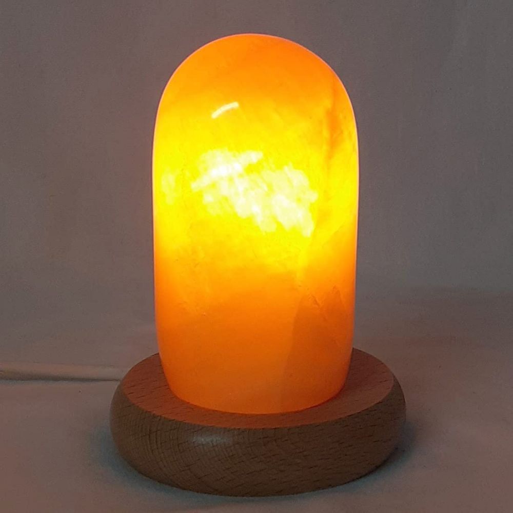 Orangencalcit Stein Lampe | Schöne polierte Edelsteinlampe aus einem  gelb-orangen Naturstein | Edelstein-Leuchte mit Holzsockel | warmes  dekoratives